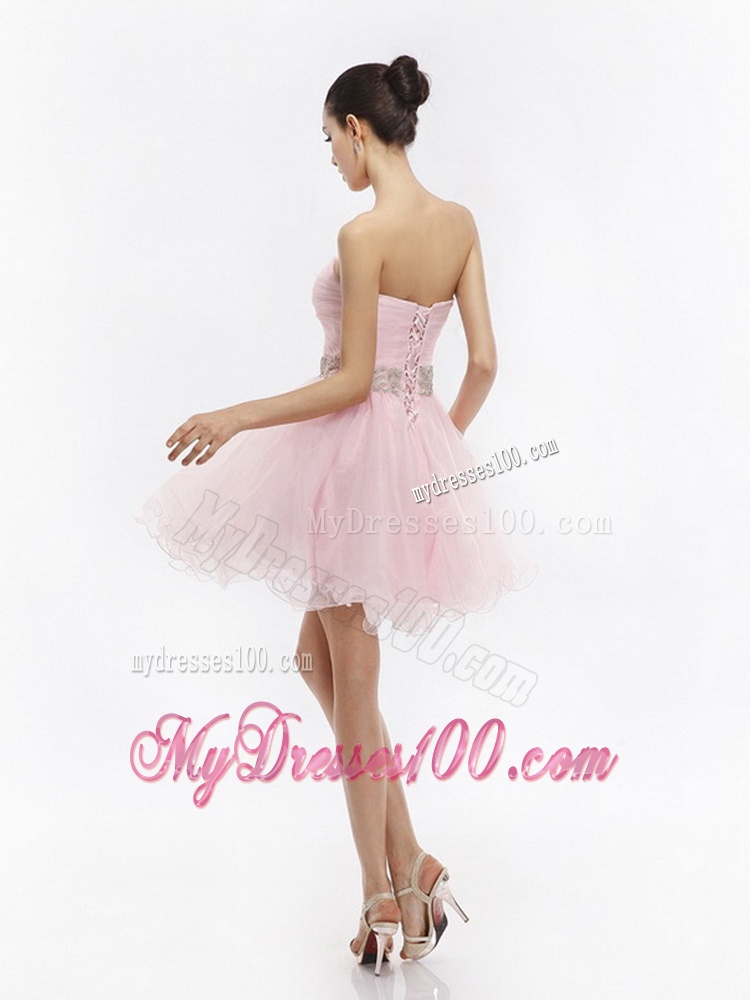Cute Baby Pink Sweetheart Ruching Short Evening Dresses for 2016