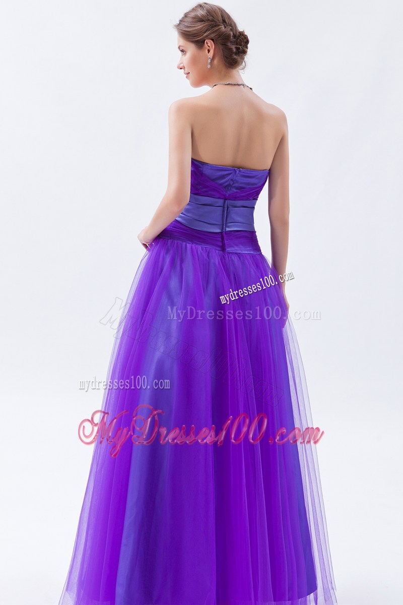 Beading and Bowknot Accent Lavender Long Prom Dress