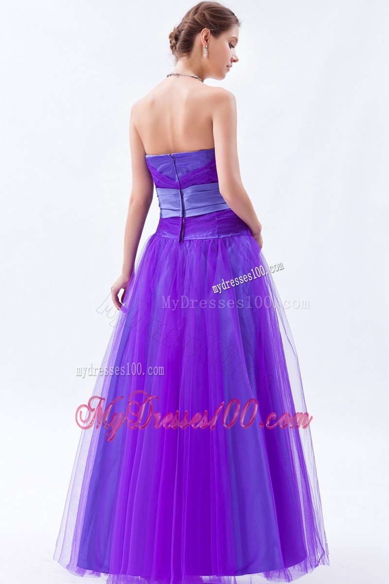 Beading and Bowknot Accent Lavender Long Prom Dress