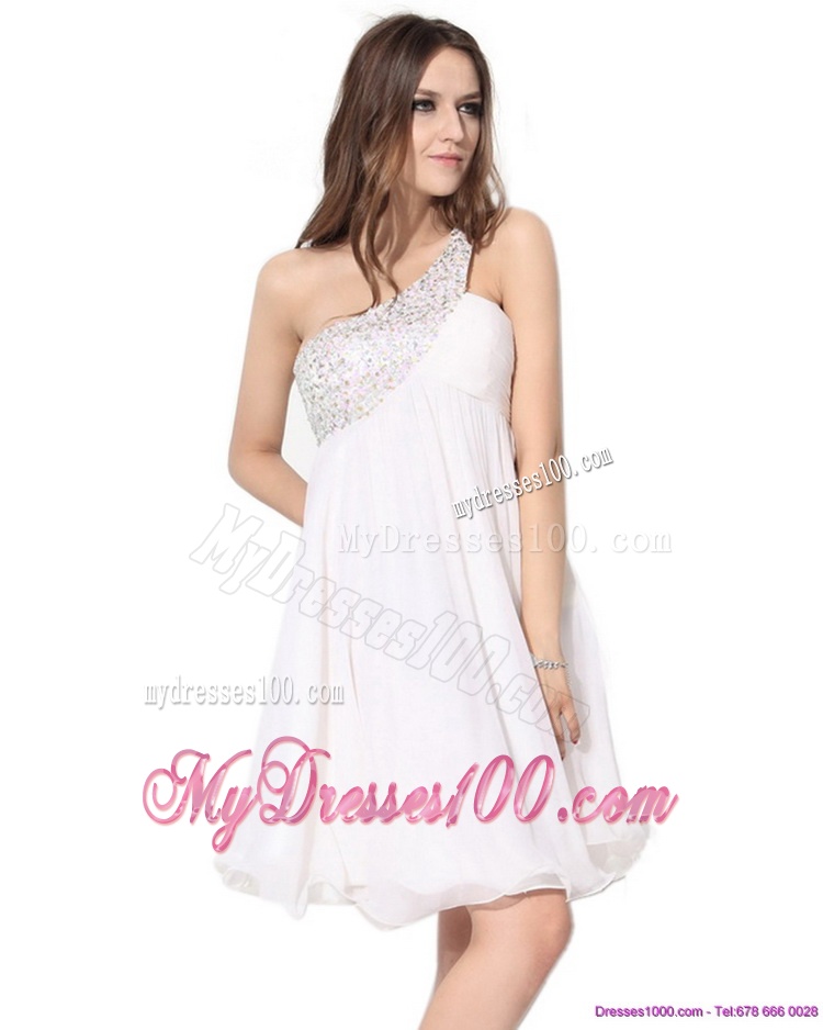 Free and Easy One Shoulder Beading Evening Dress in White