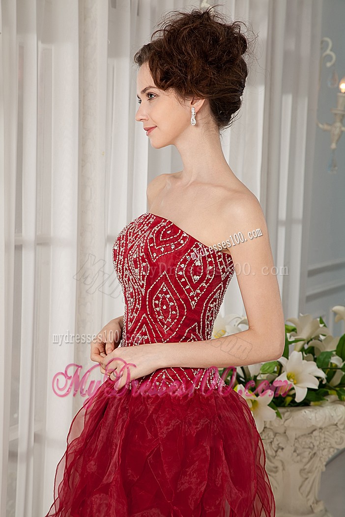 Beading Appliques and Ruffles Decorated Mini-length Prom Dress