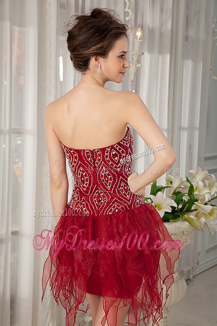 Beading Appliques and Ruffles Decorated Mini-length Prom Dress