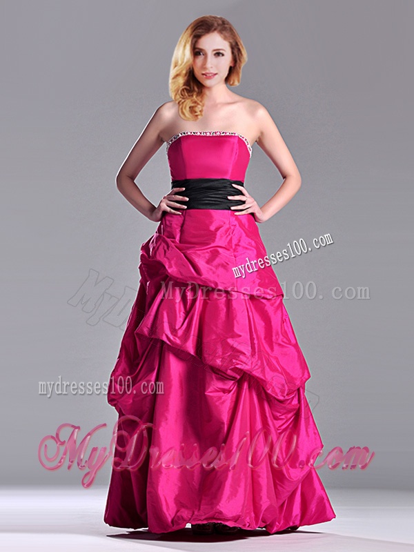 Hot Sale A Line Black Belt Evening Dress with Beaded Top and Bubbles