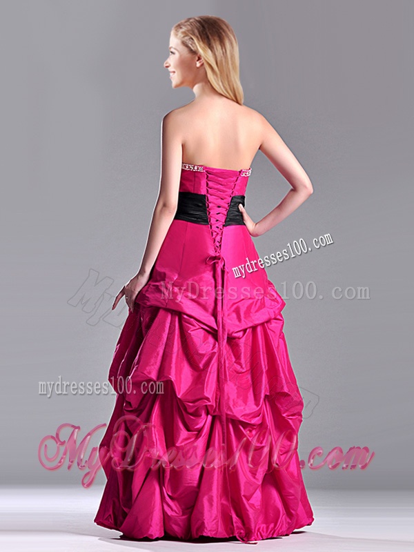Hot Sale A Line Black Belt Evening Dress with Beaded Top and Bubbles