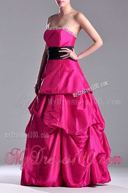 Hot Sale A Line Black Belt Evening Dress with Beaded Top and Bubbles