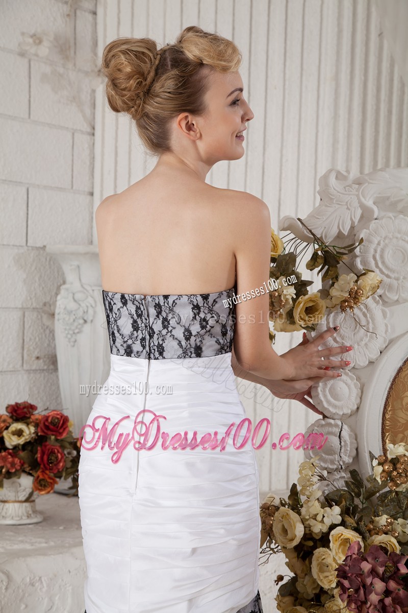 Black and White High-low Prom Dresses with Appliques