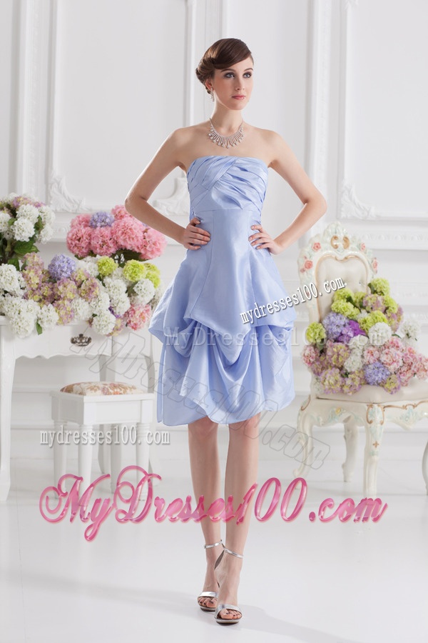 Lavender Strapless Short Taffeta Evening Dress with Bowknot