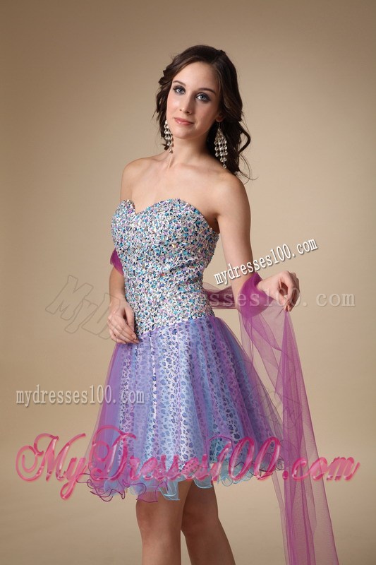 Colorful Short Leopard Prom Dresses with tulle Wraps and Ruffled Edge