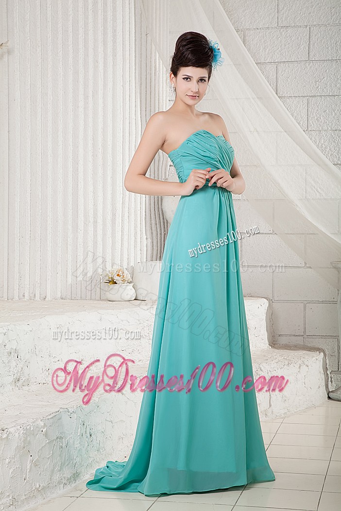 Ruching Empire Chiffon Dress for Prom with Brush Train For Ladies