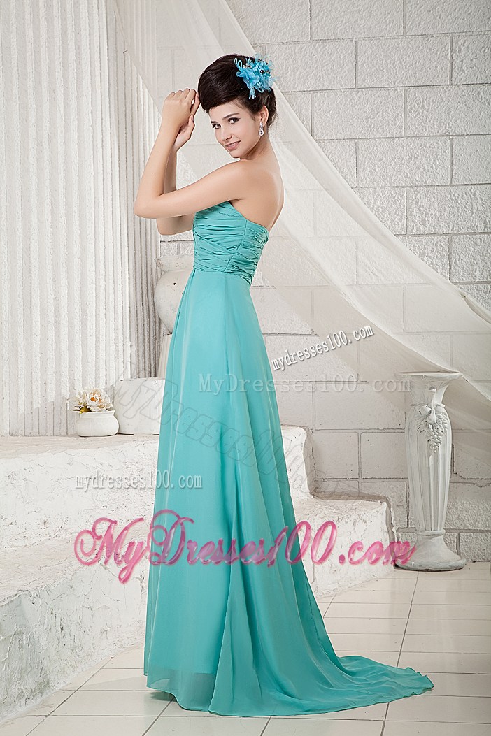 Ruching Empire Chiffon Dress for Prom with Brush Train For Ladies