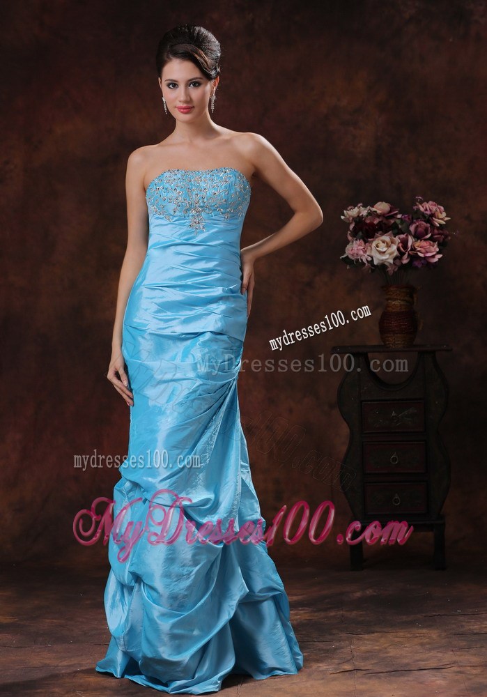 Mermaid Ruching and Beading Long Dress for Prom with Pick-ups