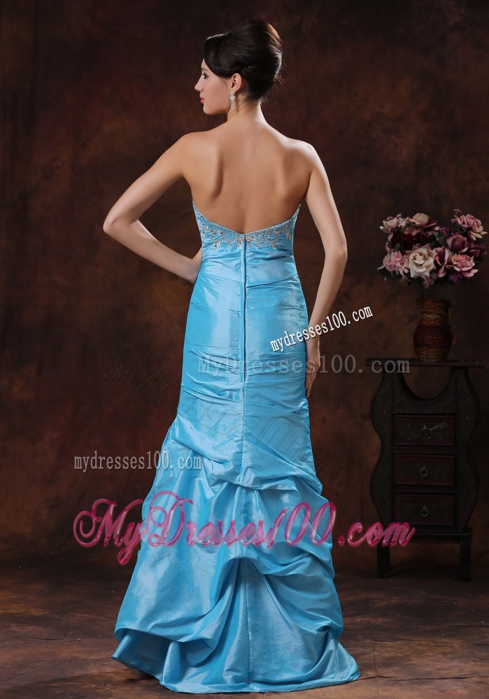 Mermaid Ruching and Beading Long Dress for Prom with Pick-ups