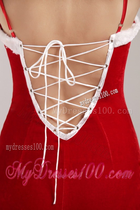 Classic Straps Red and White Mermaid Prom Gown for Christmas