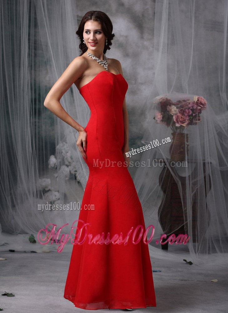 Red Long Mermaid Prom Gowns of Strapless and Sweetheart