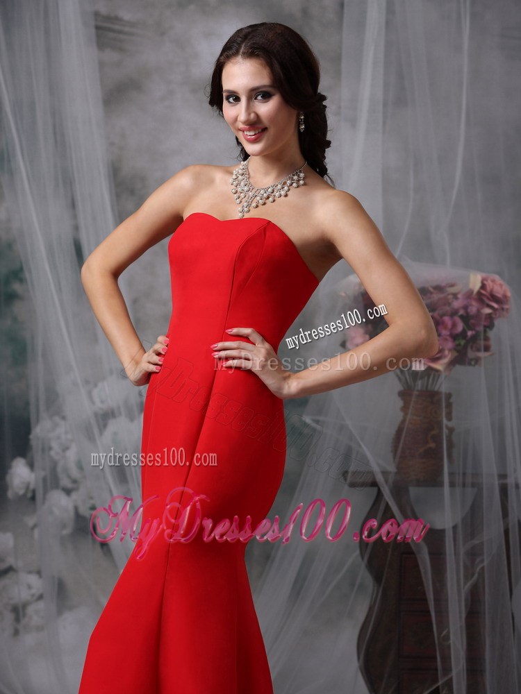 Red Long Mermaid Prom Gowns of Strapless and Sweetheart