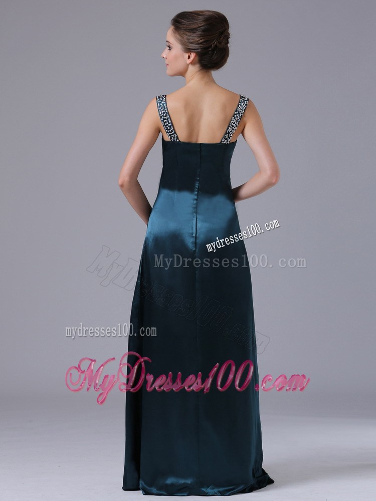 Beading Decorate Navy Blue maxi Prom Gown with Straps 2013