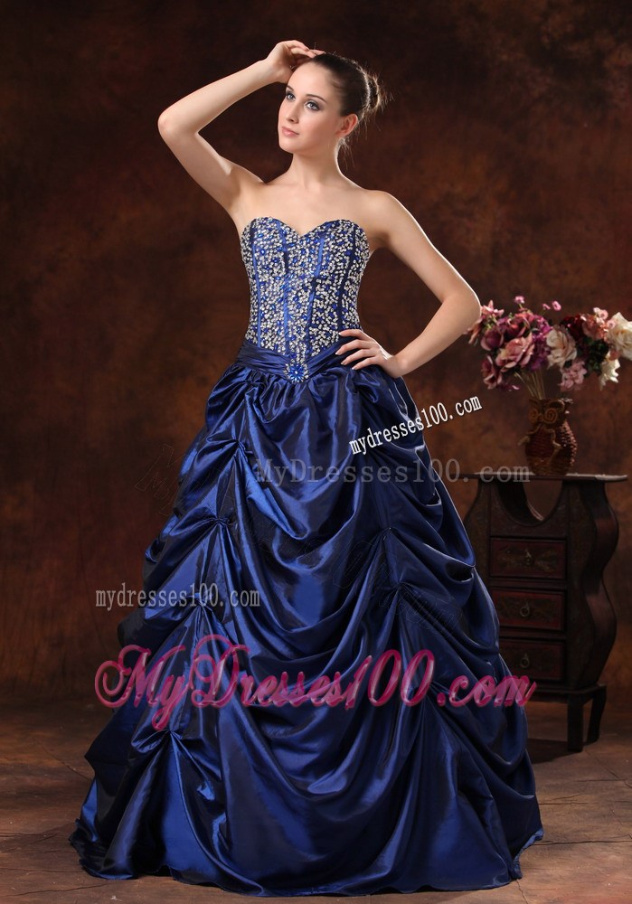 Beading and Pick-ups Decorate Prom Dress in Royal Blue