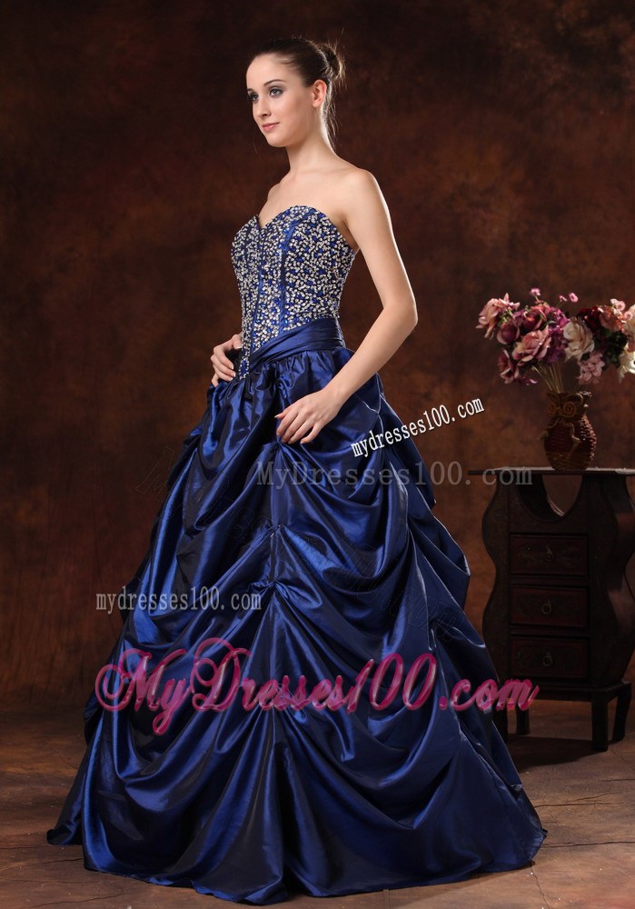 Beading and Pick-ups Decorate Prom Dress in Royal Blue