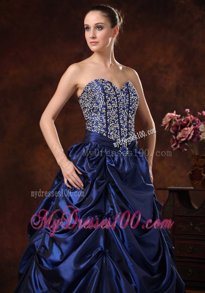 Beading and Pick-ups Decorate Prom Dress in Royal Blue