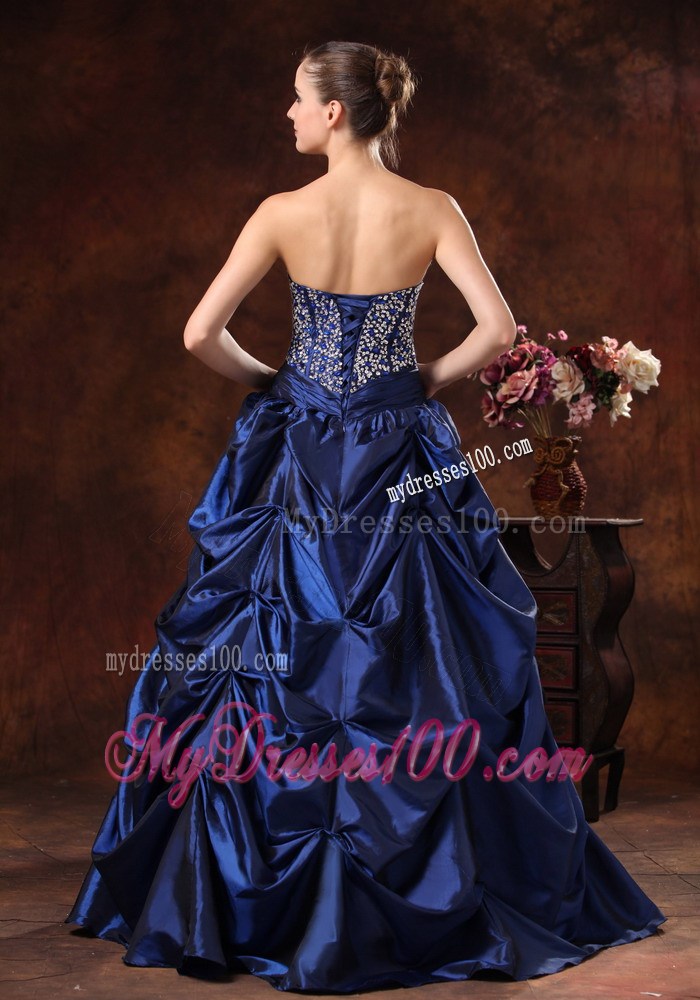 Beading and Pick-ups Decorate Prom Dress in Royal Blue