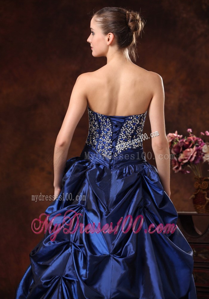 Beading and Pick-ups Decorate Prom Dress in Royal Blue