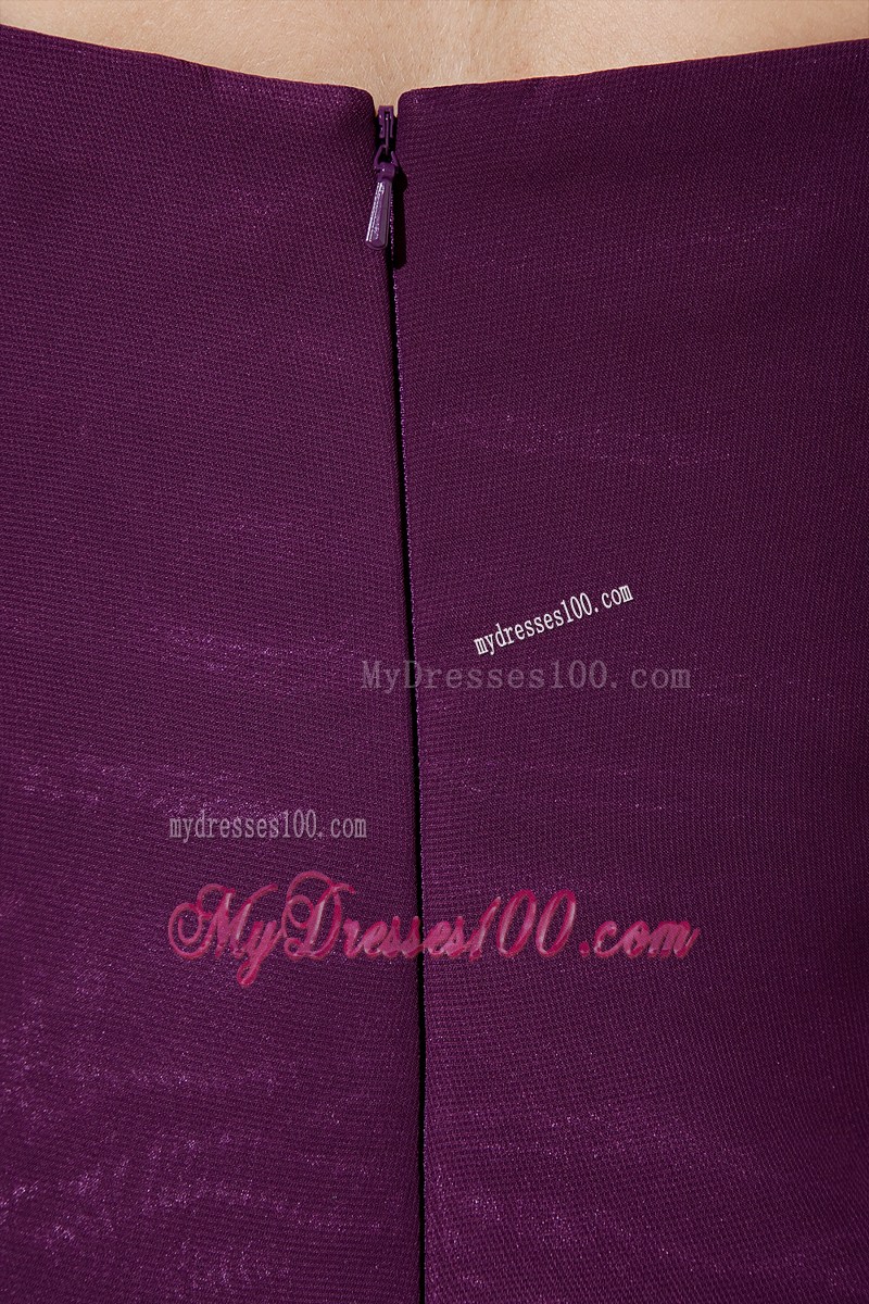 Dark Purple Column Long Prom Gown of One Shoulder
