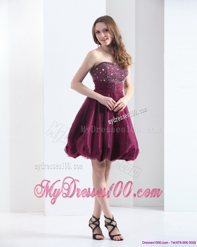 Perfect Wine Red Strapless Short Evening Dresses with Beading
