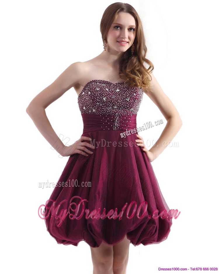 Perfect Wine Red Strapless Short Evening Dresses with Beading