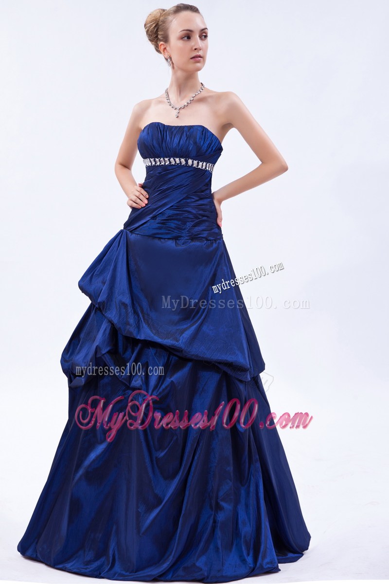 Ruches and Pick-ups Accent Prom Gown in Royal Blue