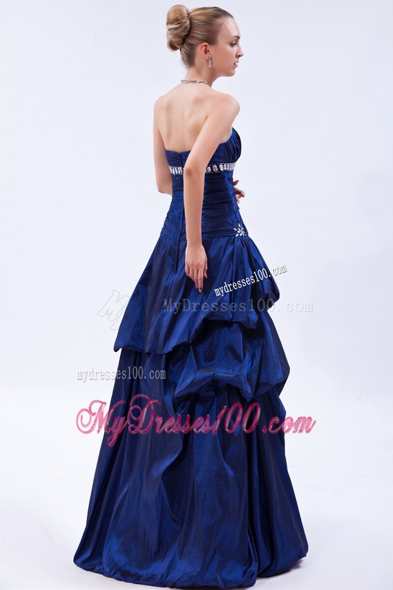 Ruches and Pick-ups Accent Prom Gown in Royal Blue