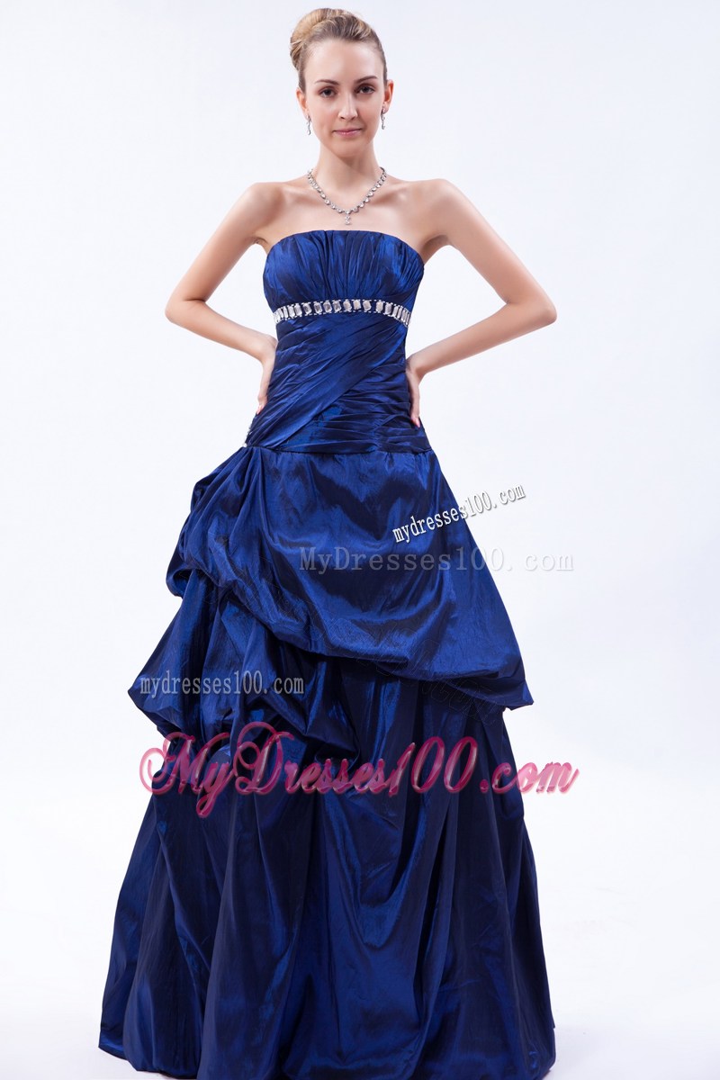 Ruches and Pick-ups Accent Prom Gown in Royal Blue