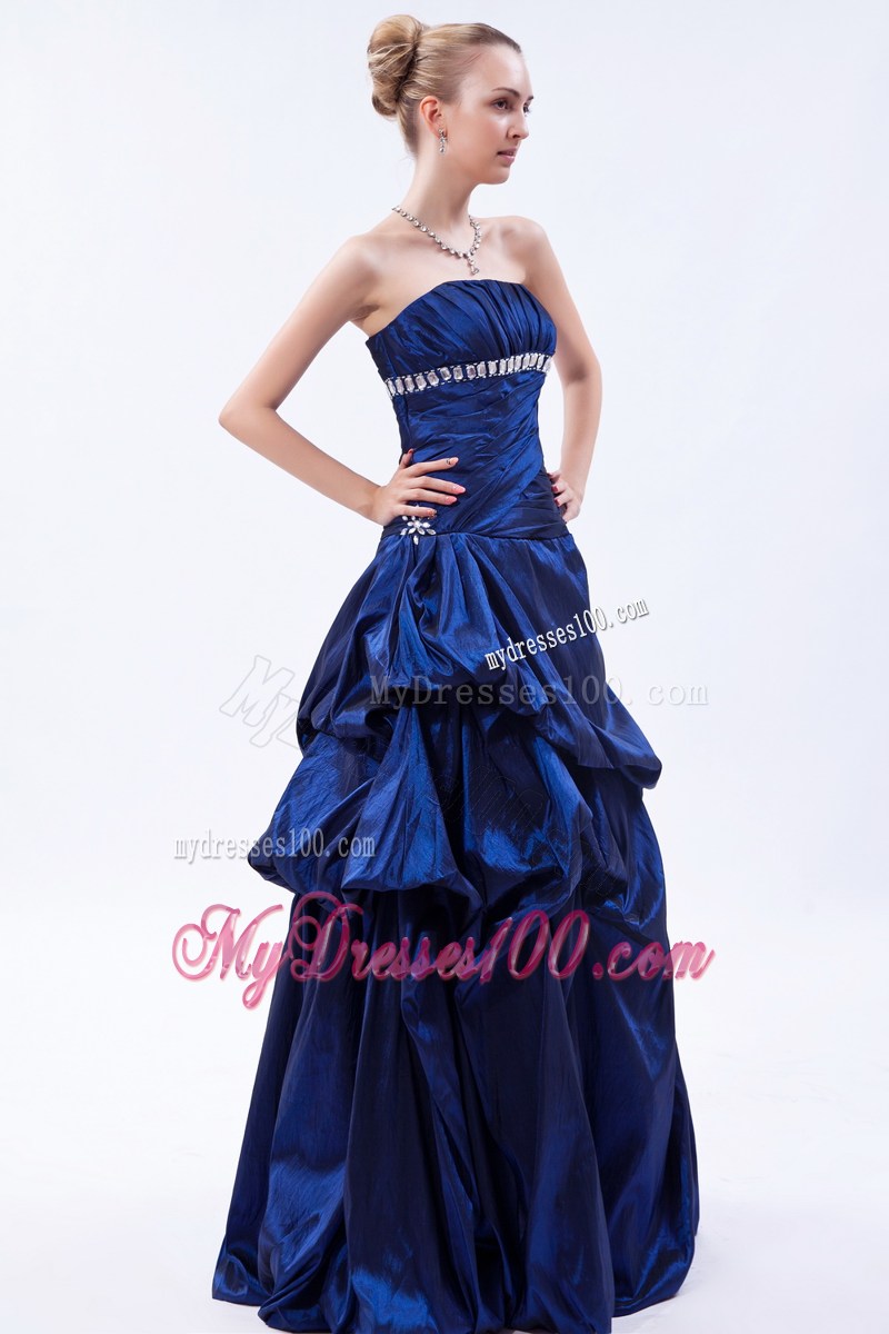 Ruches and Pick-ups Accent Prom Gown in Royal Blue