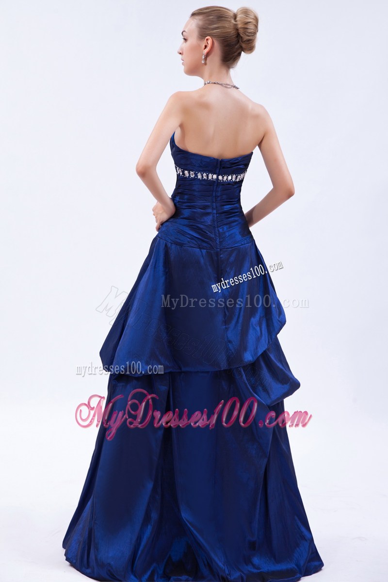 Ruches and Pick-ups Accent Prom Gown in Royal Blue