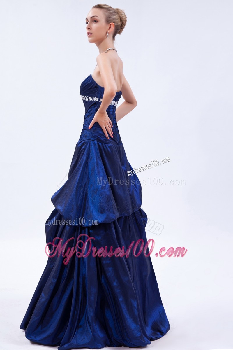 Ruches and Pick-ups Accent Prom Gown in Royal Blue