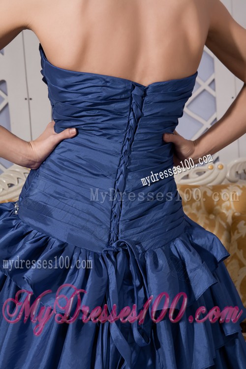 Beading and Ruffled Layers Accent Prom Dress of High-low