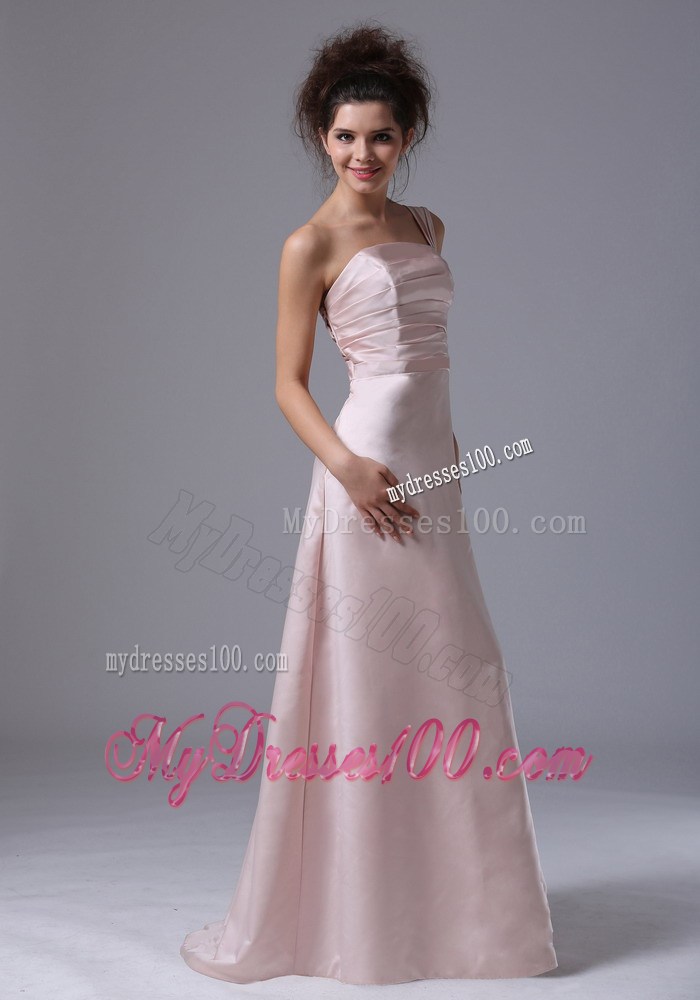 One Shoulder 2013 Pink Prom Dress Ruched Column Style