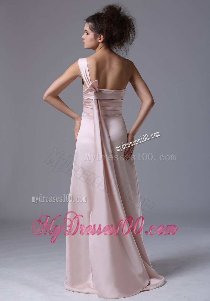 One Shoulder 2013 Pink Prom Dress Ruched Column Style