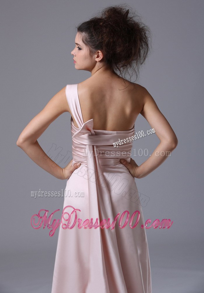 One Shoulder 2013 Pink Prom Dress Ruched Column Style