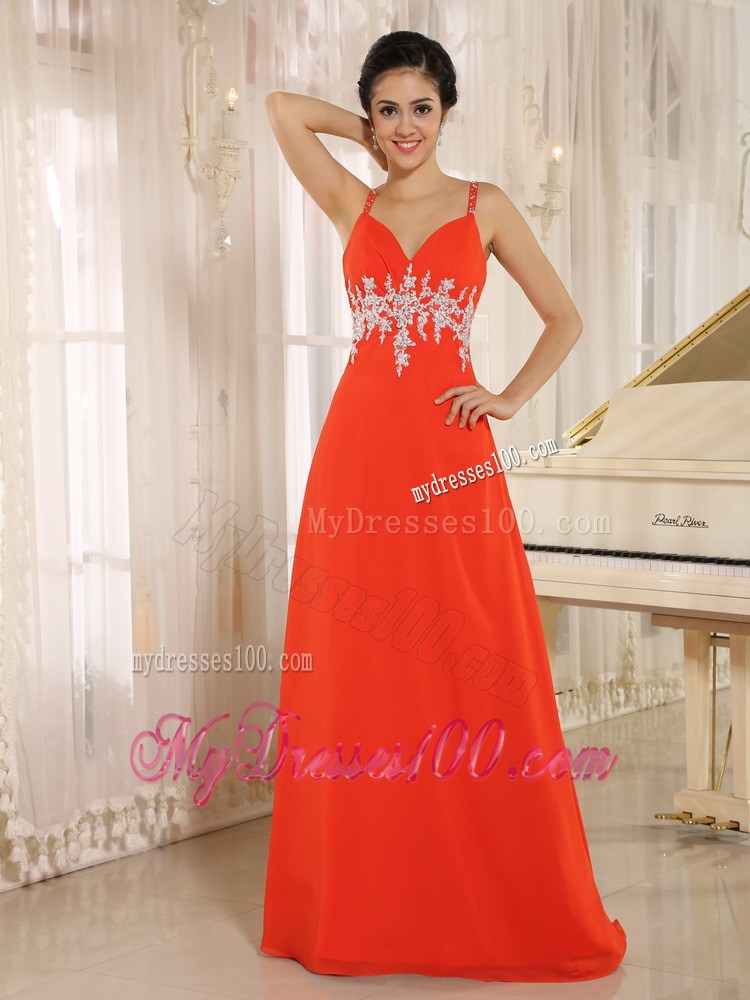 2013 Red New Style Prom Celebrity Dress With Straps and Appliques