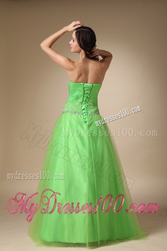 New Style Spring Green Puffy Prom Dress Decorated with Shining Jewelries