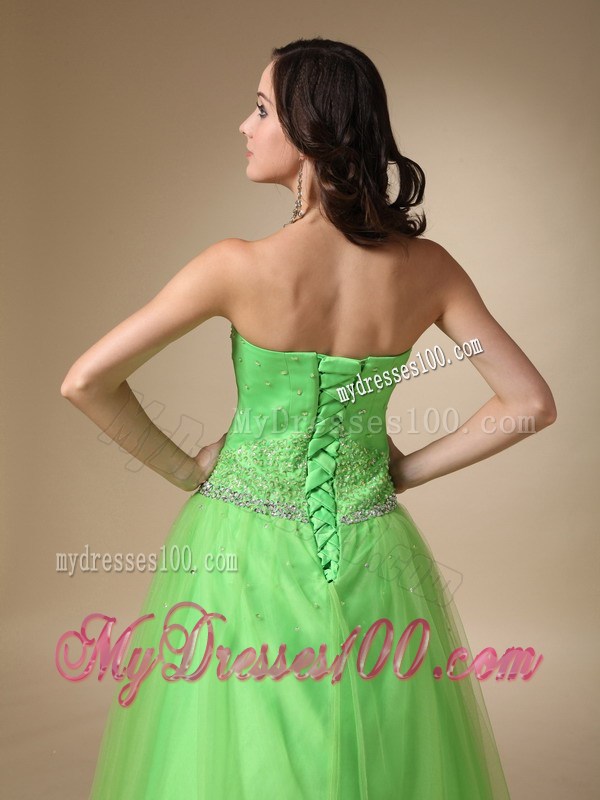 New Style Spring Green Puffy Prom Dress Decorated with Shining Jewelries