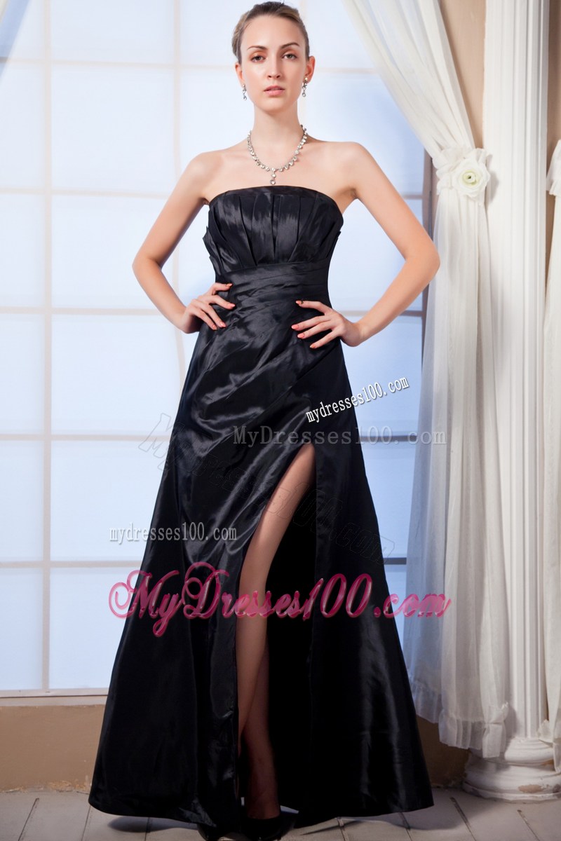 Mysterious Black Empire Dresses for Prom with Side Slit
