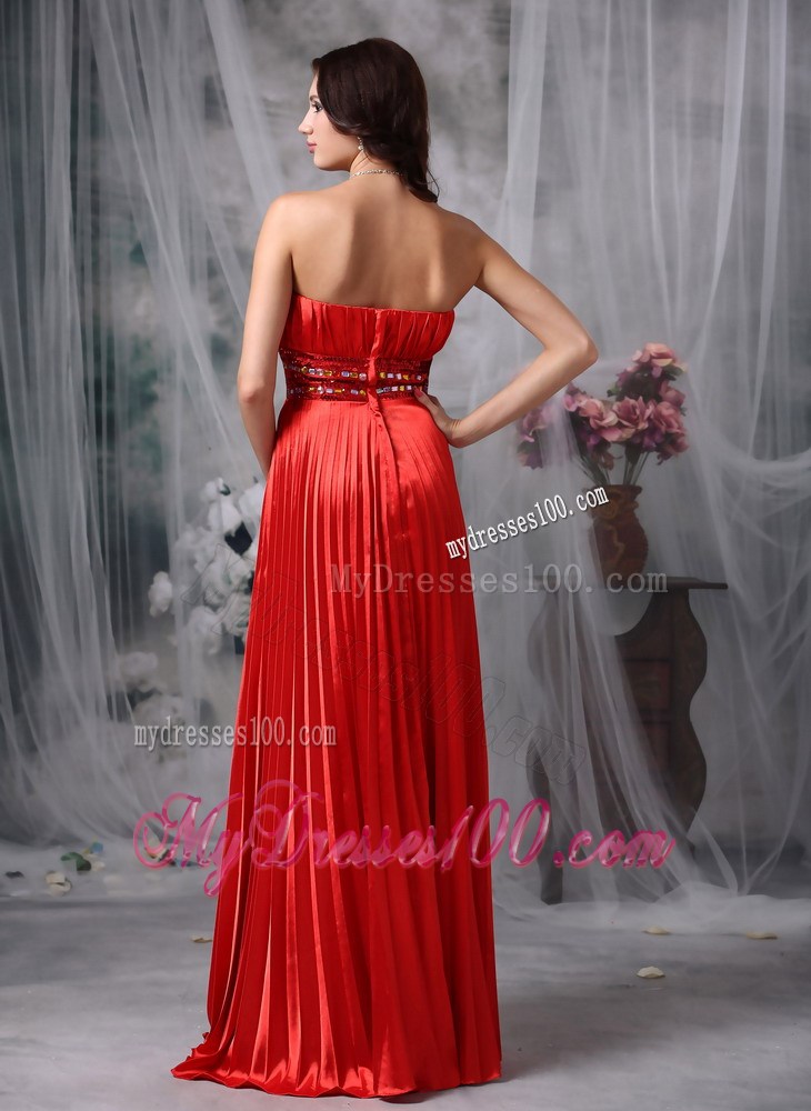 Pleated Wine Red Strapless Prom Dress with Beaded Belt