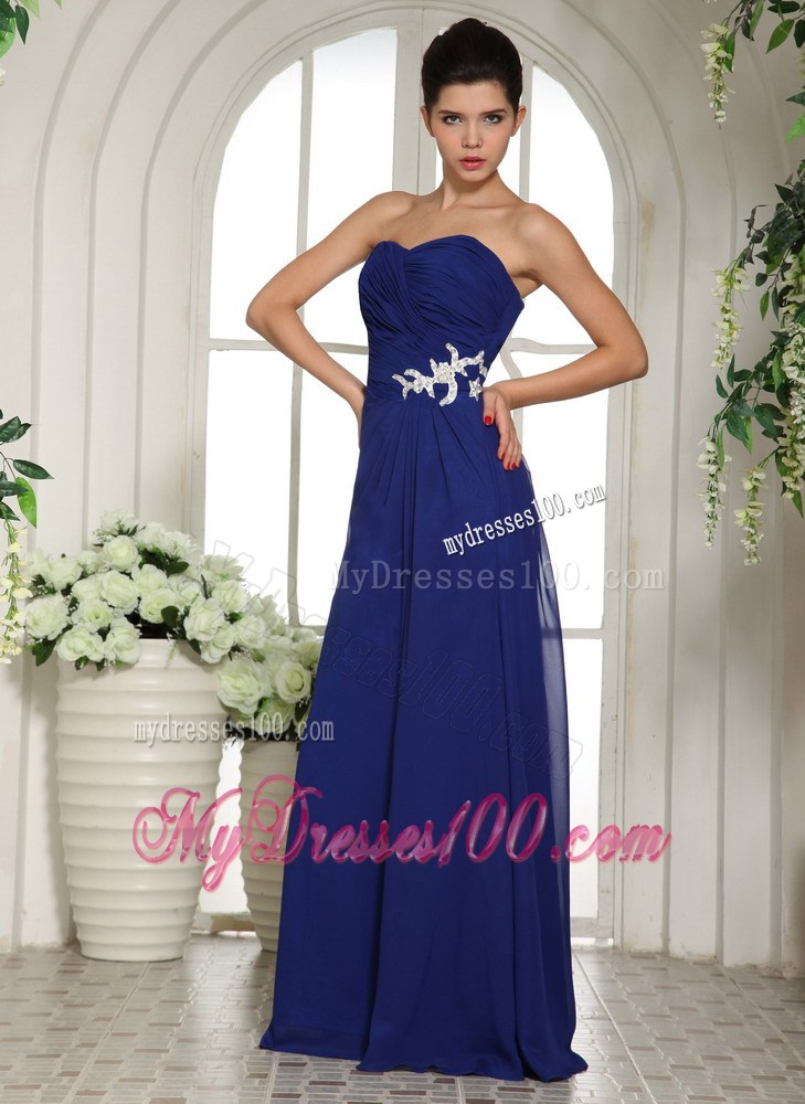 Royal Blue Appliques With Beading Prom Dress For Customize