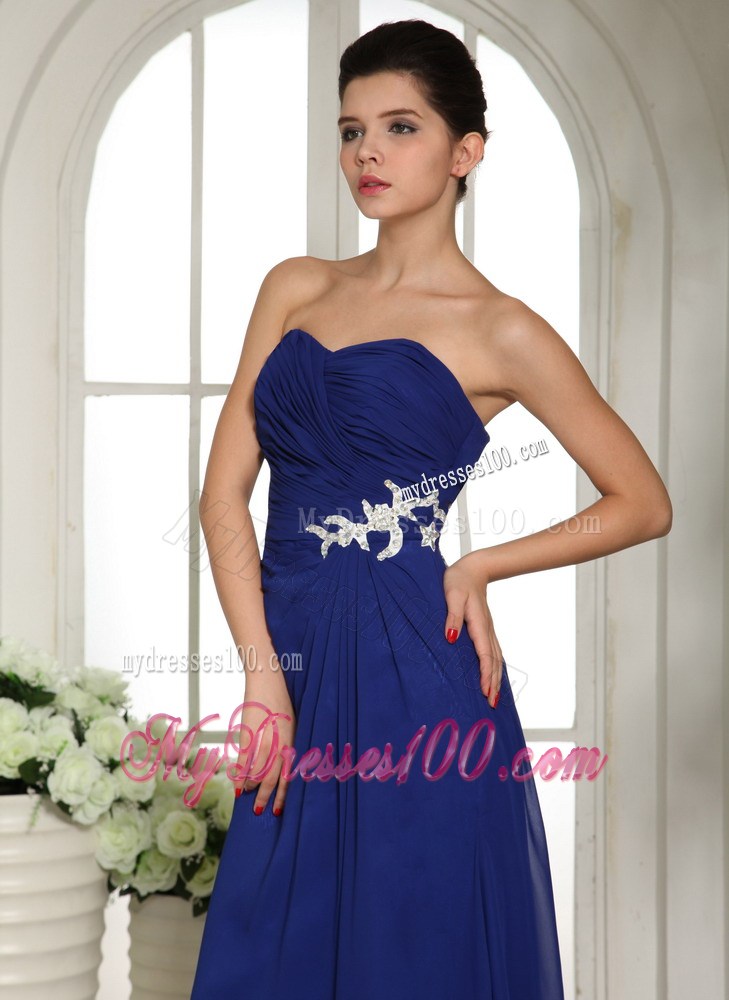 Royal Blue Appliques With Beading Prom Dress For Customize