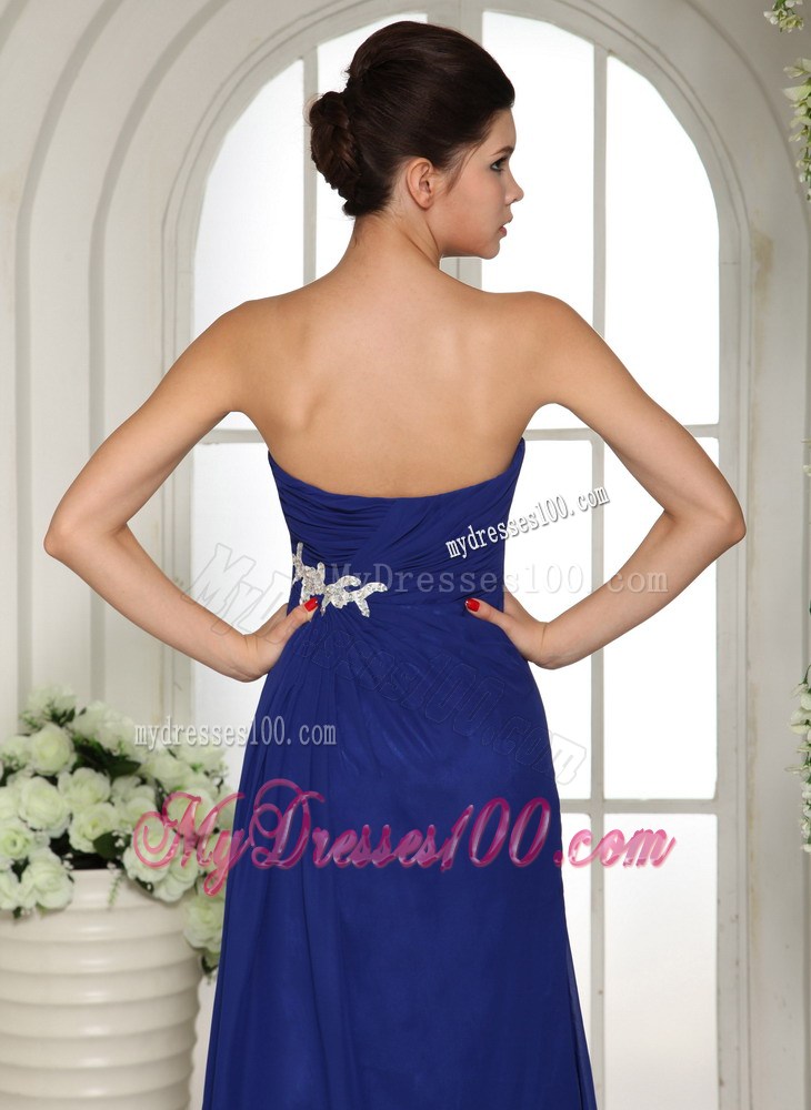 Royal Blue Appliques With Beading Prom Dress For Customize