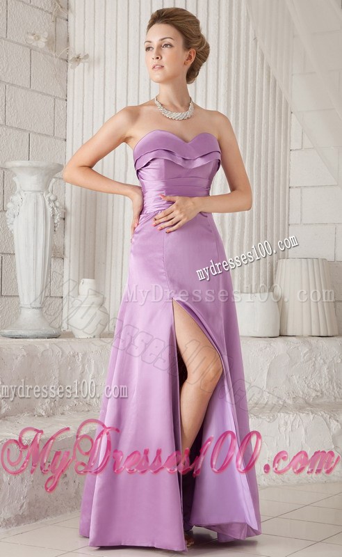 Sweetheart Floor-length Lavender Prom Dress with Side Slit
