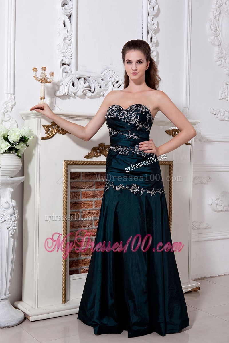 Ruches and Embroidery Accent Green Dresses for Prom