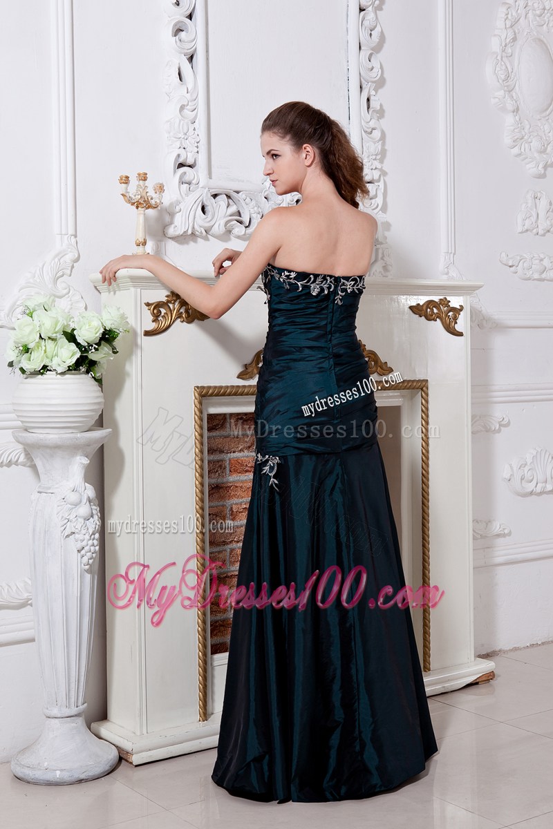 Ruches and Embroidery Accent Green Dresses for Prom