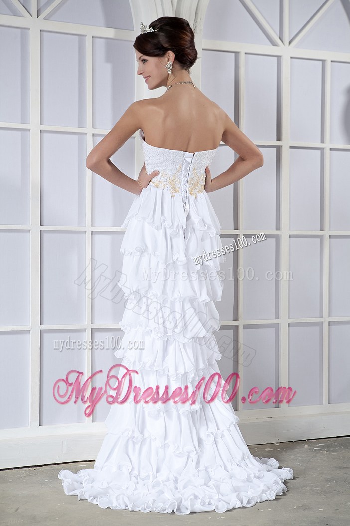 Beaded Sweetheart Prom Dress of High-low with Layers